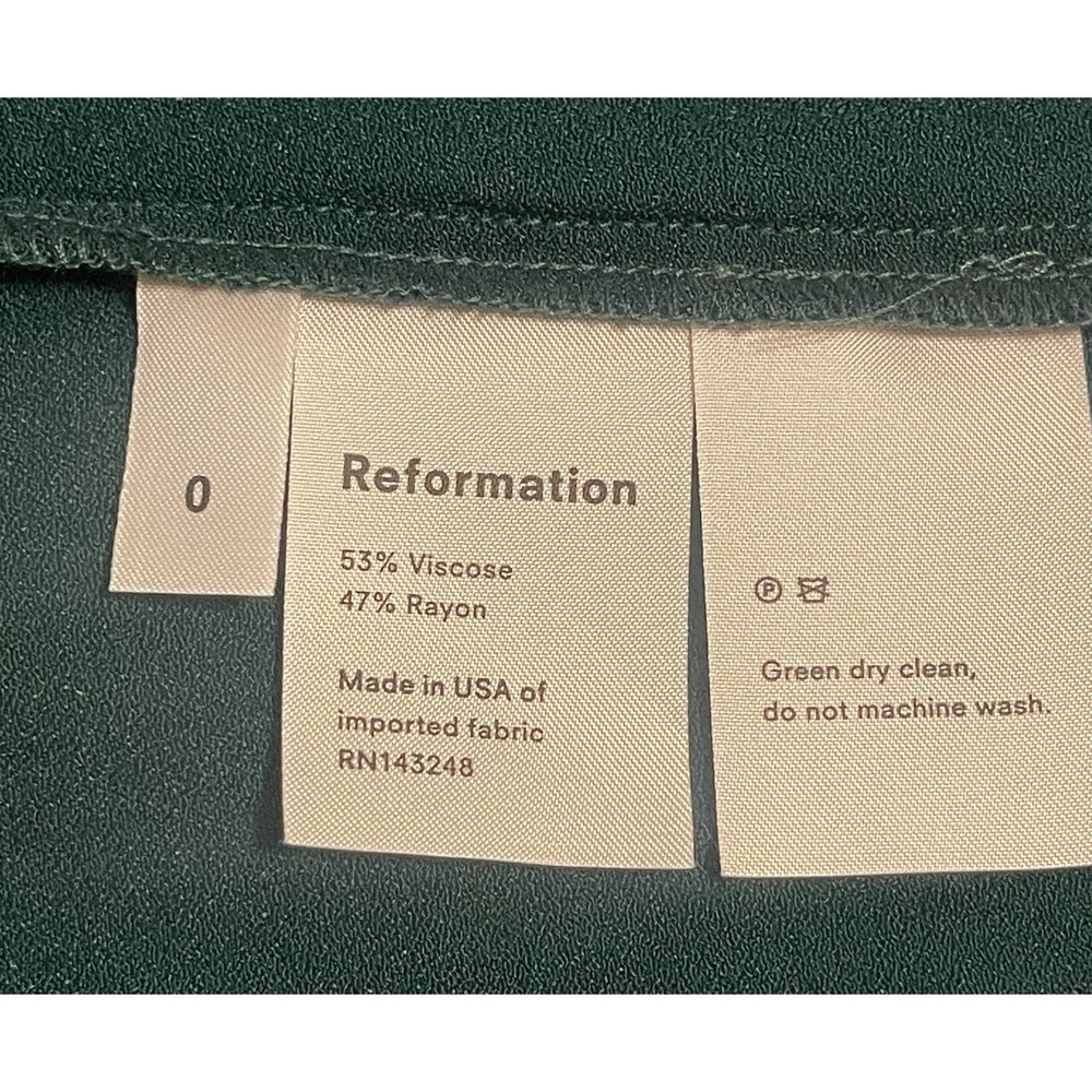 Reformation Gavin in Dark Green Cutout Back Side Slit Crepe Midi Dress  Size 0 - Picture 8 of 13
